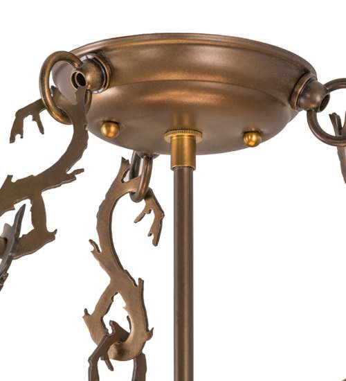 Ducks in Flight 4 Light 24" Wide Semi-Flush Drum Ceiling Fixture - Antique Copper Finish