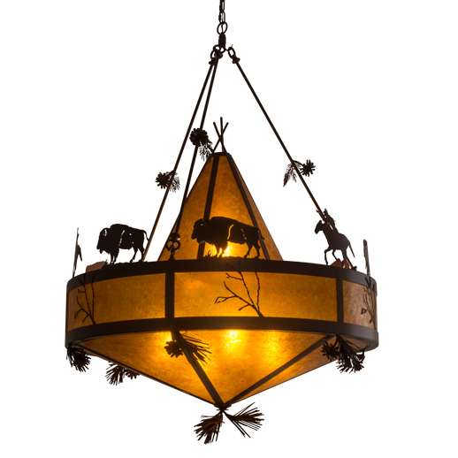 High Plains Rider and The Herd 5 Light 36" Wide Pendant
