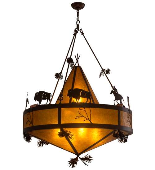 High Plains Rider and The Herd 5 Light 36" Wide Pendant