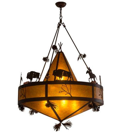 High Plains Rider and The Herd 5 Light 36" Wide Pendant