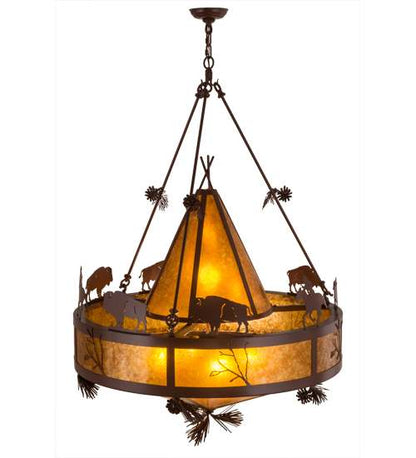 High Plains Rider and The Herd 5 Light 36" Wide Pendant