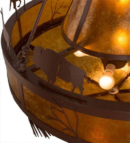 High Plains Rider and The Herd 5 Light 36" Wide Pendant