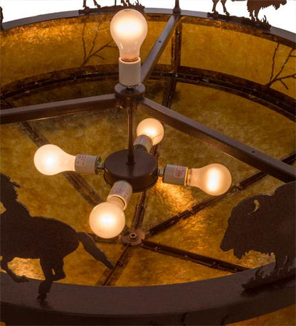 High Plains Rider and The Herd 5 Light 36" Wide Pendant