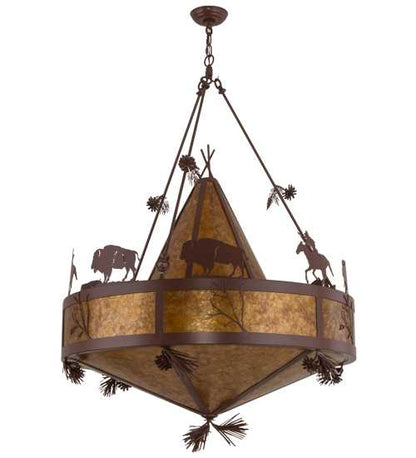 High Plains Rider and The Herd 5 Light 36" Wide Pendant