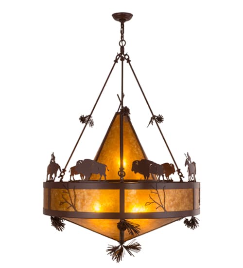 High Plains Rider and The Herd 5 Light 36" Wide Pendant
