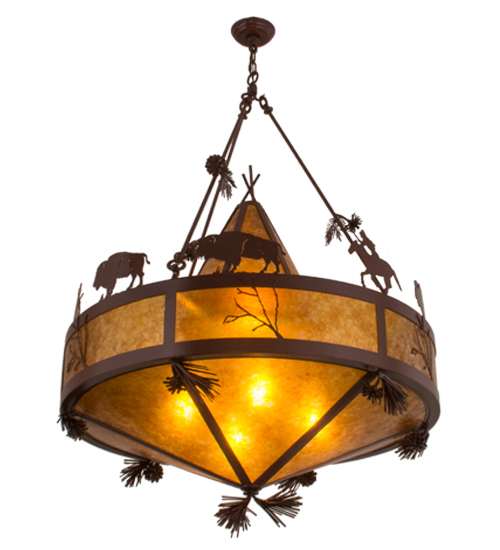 High Plains Rider and The Herd 5 Light 36" Wide Pendant