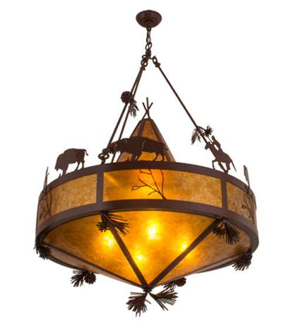 High Plains Rider and The Herd 5 Light 36" Wide Pendant