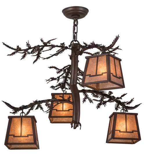 Pine Branch Valley View 4 Light 28" Wide Chandelier