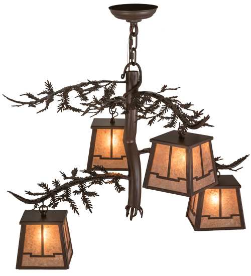 Pine Branch Valley View 4 Light 28" Wide Chandelier