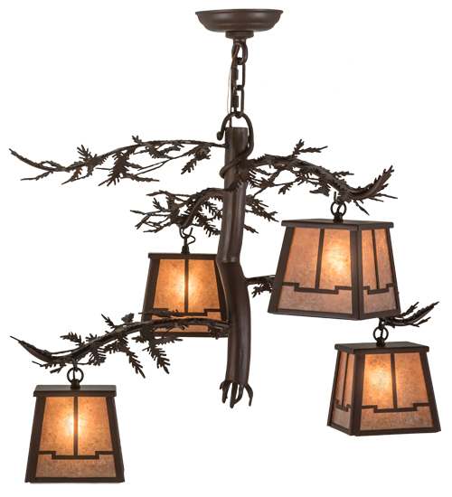 Pine Branch Valley View 4 Light 28" Wide Chandelier
