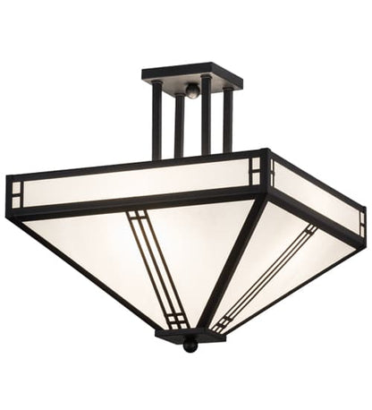 Prairie Loft 4 Light 26" Wide Semi-Flush Ceiling Fixture - Textured Black Finish