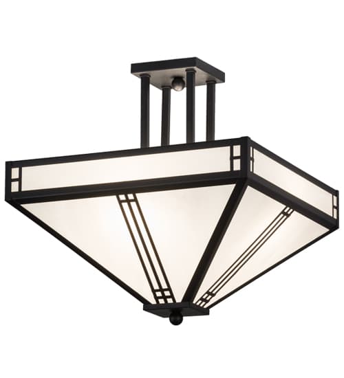 Prairie Loft 4 Light 26" Wide Semi-Flush Ceiling Fixture - Textured Black Finish