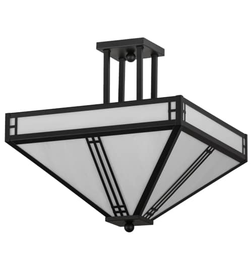 Prairie Loft 4 Light 26" Wide Semi-Flush Ceiling Fixture - Textured Black Finish