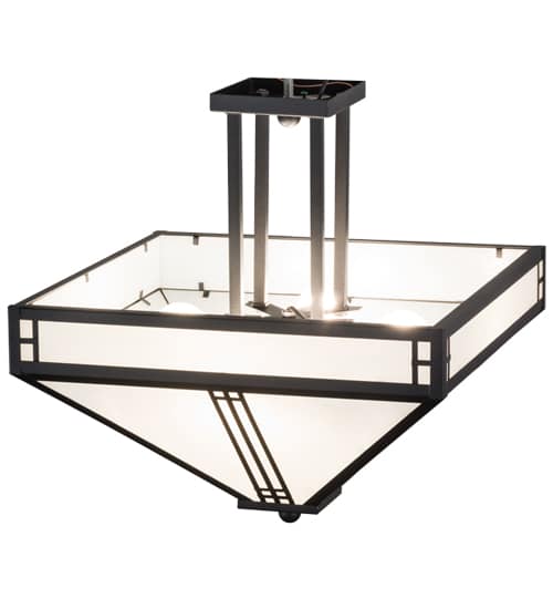 Prairie Loft 4 Light 26" Wide Semi-Flush Ceiling Fixture - Textured Black Finish