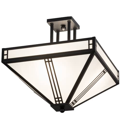 Prairie Loft 4 Light 26" Wide Semi-Flush Ceiling Fixture - Textured Black Finish