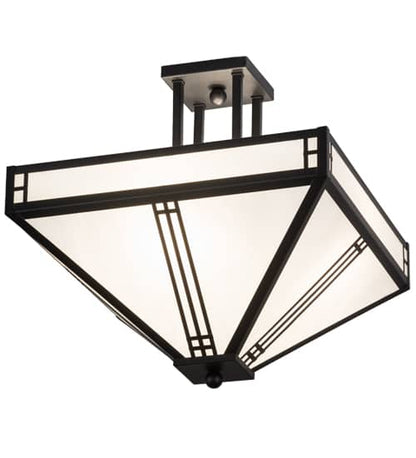 Prairie Loft 4 Light 26" Wide Semi-Flush Ceiling Fixture - Textured Black Finish