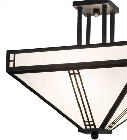 Prairie Loft 4 Light 26" Wide Semi-Flush Ceiling Fixture - Textured Black Finish