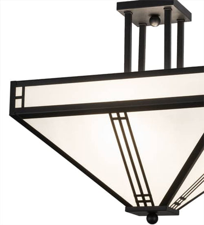 Prairie Loft 4 Light 26" Wide Semi-Flush Ceiling Fixture - Textured Black Finish