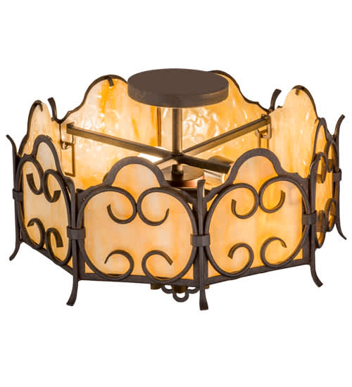 Radha 3 Light 16" Wide Semi-Flush Drum Ceiling Fixture