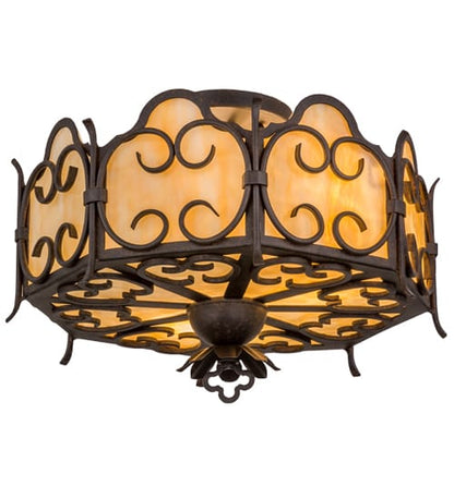 Radha 3 Light 16" Wide Semi-Flush Drum Ceiling Fixture