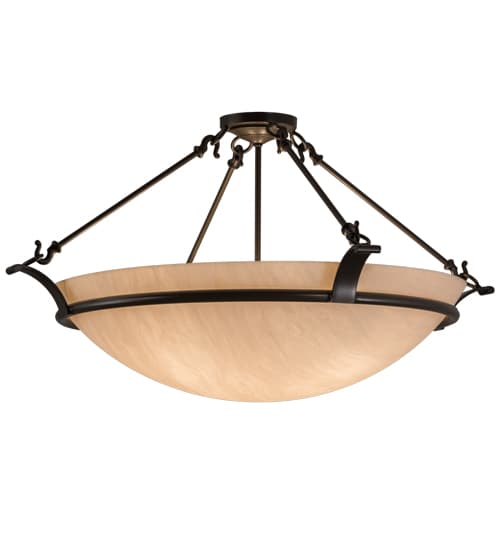 Almeria 4 Light 32" Wide Semi-Flush Bowl Ceiling Fixture with Whitestone Idalight Shade- Timeless Bronze Finish