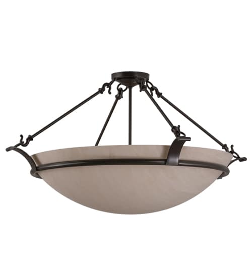 Almeria 4 Light 32" Wide Semi-Flush Bowl Ceiling Fixture with Whitestone Idalight Shade- Timeless Bronze Finish