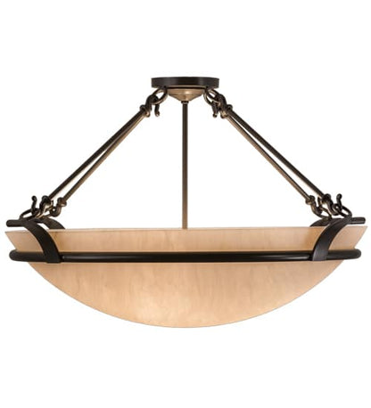 Almeria 4 Light 32" Wide Semi-Flush Bowl Ceiling Fixture with Whitestone Idalight Shade- Timeless Bronze Finish