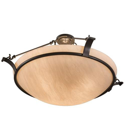 Almeria 4 Light 32" Wide Semi-Flush Bowl Ceiling Fixture with Whitestone Idalight Shade- Timeless Bronze Finish