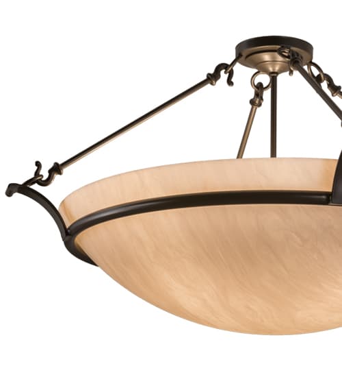 Almeria 4 Light 32" Wide Semi-Flush Bowl Ceiling Fixture with Whitestone Idalight Shade- Timeless Bronze Finish