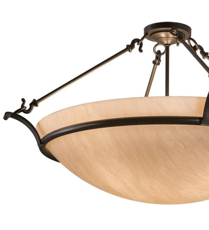 Almeria 4 Light 32" Wide Semi-Flush Bowl Ceiling Fixture with Whitestone Idalight Shade- Timeless Bronze Finish