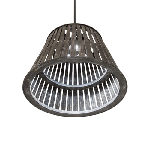 Peach Basket 3 Light 31" Wide Wood Pendant