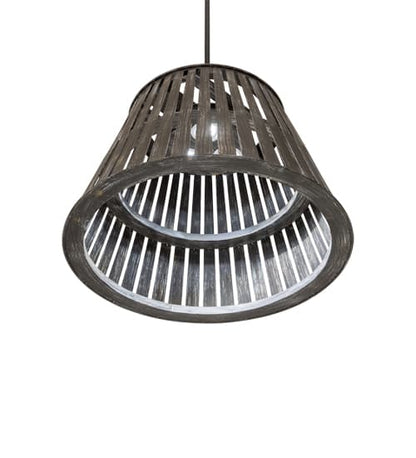 Peach Basket 3 Light 31" Wide Wood Pendant