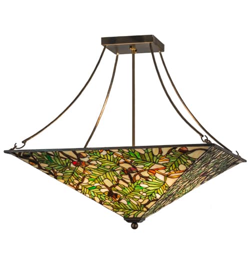 Acorn and Oak Leaf 4 Light 38" Wide Semi-Flush Ceiling Fixture