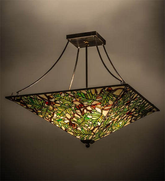 Acorn and Oak Leaf 4 Light 38" Wide Semi-Flush Ceiling Fixture
