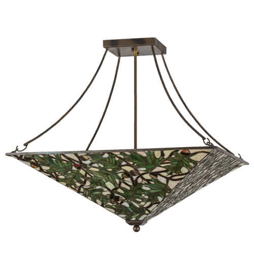 Acorn and Oak Leaf 4 Light 38" Wide Semi-Flush Ceiling Fixture
