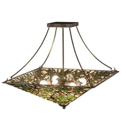Acorn and Oak Leaf 4 Light 38" Wide Semi-Flush Ceiling Fixture