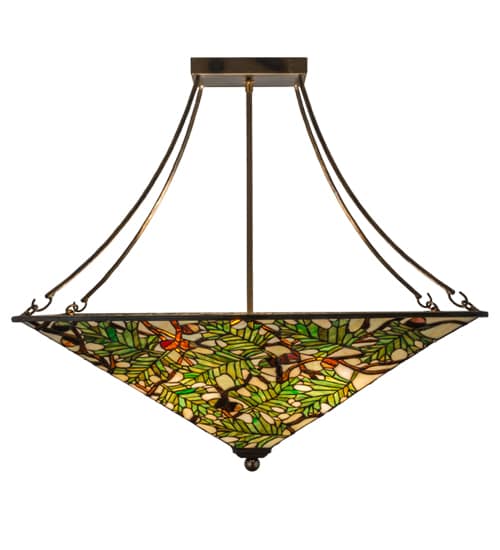 Acorn and Oak Leaf 4 Light 38" Wide Semi-Flush Ceiling Fixture