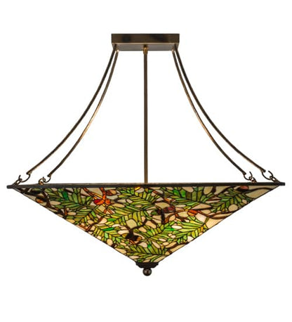 Acorn and Oak Leaf 4 Light 38" Wide Semi-Flush Ceiling Fixture