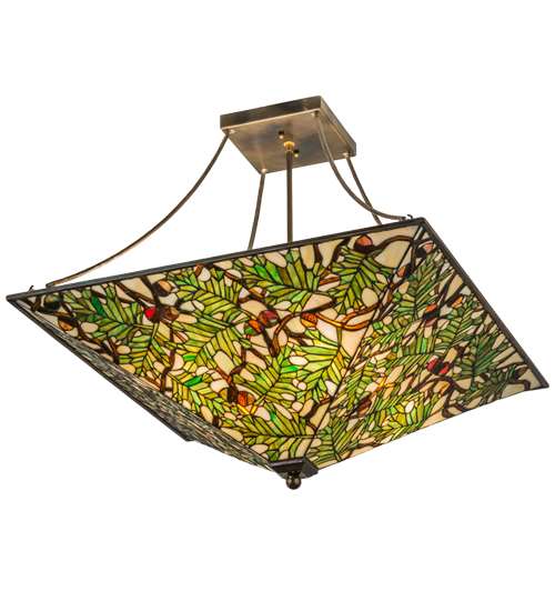 Acorn and Oak Leaf 4 Light 38" Wide Semi-Flush Ceiling Fixture