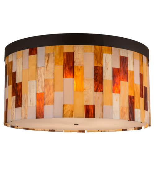 Cilindro Calico 6 Light 28" Tall Flush Mount Drum Ceiling Fixture - Oil Rubbed Bronze Finish