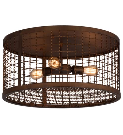 Paloma Golpe 3 Light 24" Wide Flush Mount Drum Ceiling Fixture
