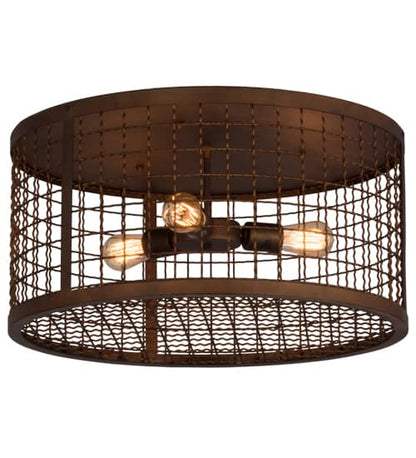 Paloma Golpe 3 Light 24" Wide Flush Mount Drum Ceiling Fixture