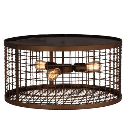 Paloma Golpe 3 Light 24" Wide Flush Mount Drum Ceiling Fixture