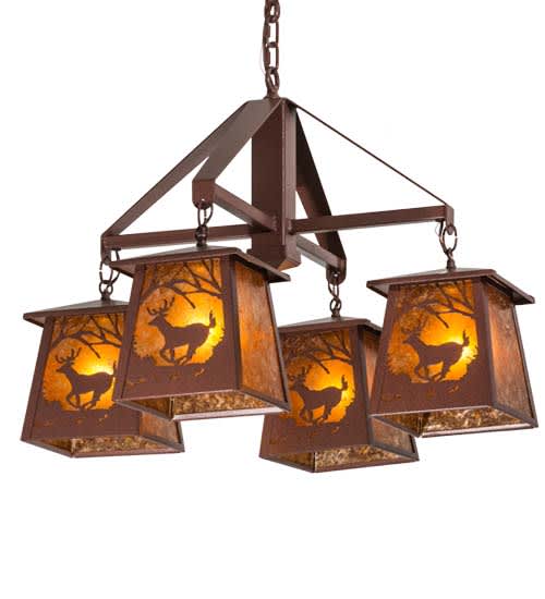 Deer at Dawn 4 Light 28" Wide Chandelier