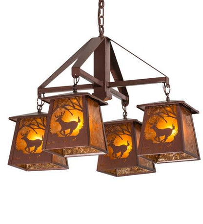 Deer at Dawn 4 Light 28" Wide Chandelier