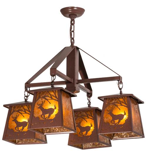 Deer at Dawn 4 Light 28" Wide Chandelier