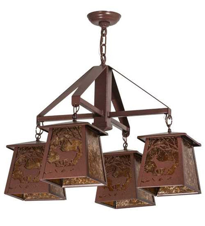 Deer at Dawn 4 Light 28" Wide Chandelier