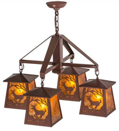 Deer at Dawn 4 Light 28" Wide Chandelier