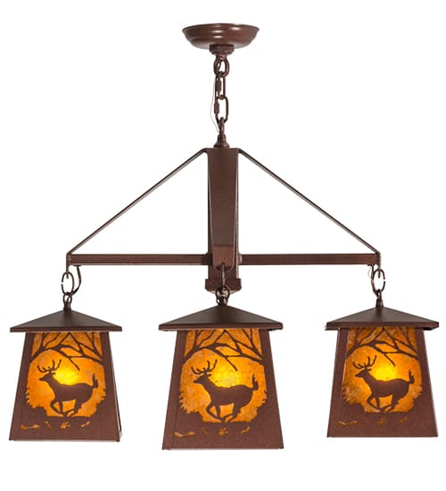 Deer at Dawn 4 Light 28" Wide Chandelier