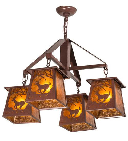 Deer at Dawn 4 Light 28" Wide Chandelier